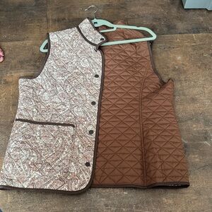 L.L. Bean Reversible Brown and Patterned Cream Vest